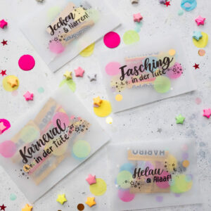 Karneval in der Tüte - Süße Mitbringsel für Fasching: Vorlage zum Ausdrucken