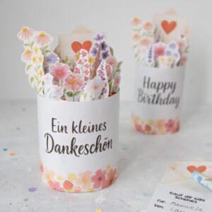 duplo Banderole "Dankeschön & Happy Birthday" für Gutscheine und Geldgeschenke - Vorlage zum Ausdrucken
