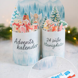 Kinderriegel Mini Adventskalender Winterlandschaft V2 - Vorlage zum Ausdrucken