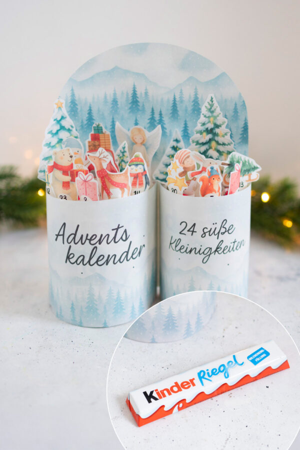 Adventskalender-2 Kinderriegel Mini Adventskalender Winterlandschaft V2 - Vorlage zum Ausdrucken