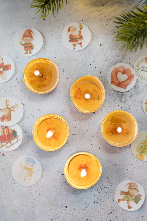 Teelicht-Botschaften für Weihnachten - Vorlage zum Ausdrucken