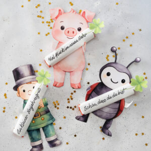 Kinderriegel Banderole - Vorlage mit Silvesterfiguren zum Ausdrucken