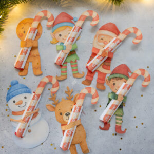 Kinderriegel Banderole - Vorlage mit Weihnachtsfiguren zum Ausdrucken