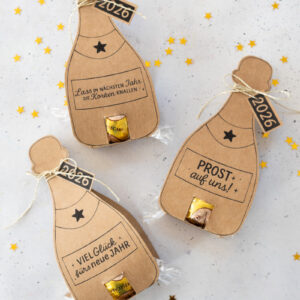 Sektflaschen für Pralinen - Vorlage zum Ausdrucken