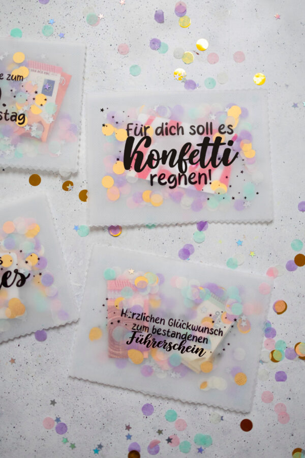 Geldgeschenk zum Aufreißen Konfetti Tüte als Geschenkverpackung