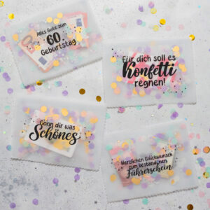 Konfetti Tüten für Geldgeschenke oder Gutscheine: Vorlage zum Ausdrucken