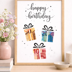 Geldgeschenk Happy Birthday: Vorlage zum Ausdrucken
