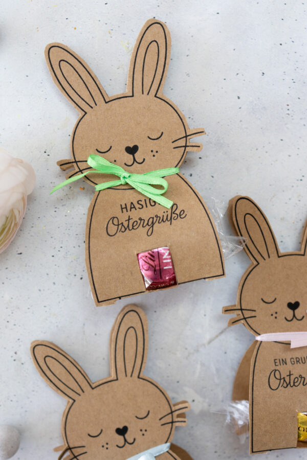 Osterhasen für Pralinen - Vorlage zum Ausdrucken