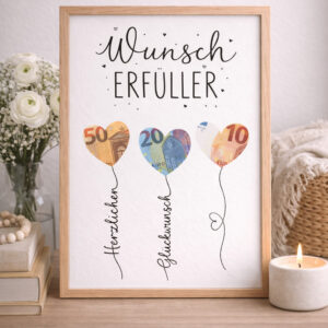 Geldgeschenk Wunscherfüller: Vorlage zum Ausdrucken