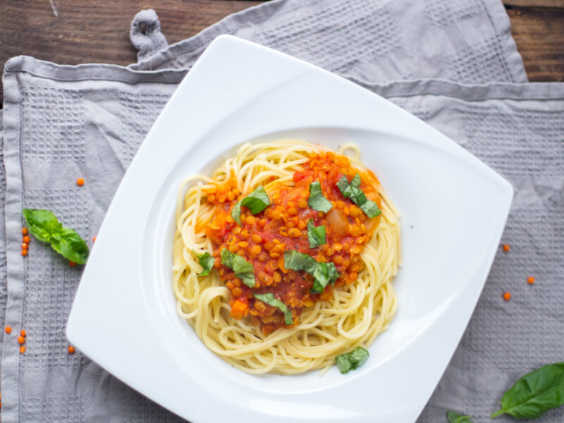 Vegane Spaghetti Linsen-Bolognese