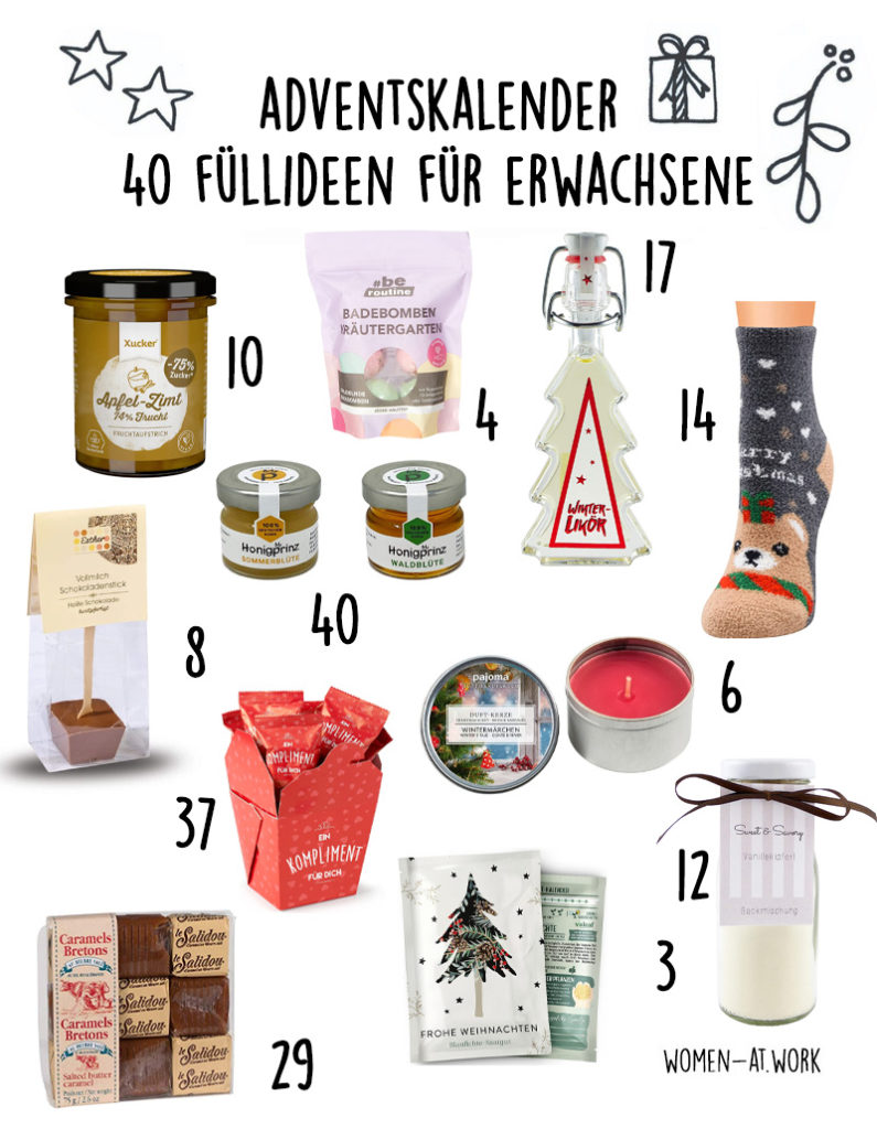 Adventskalender günstig befüllen 40 Ideen für Erwachsene